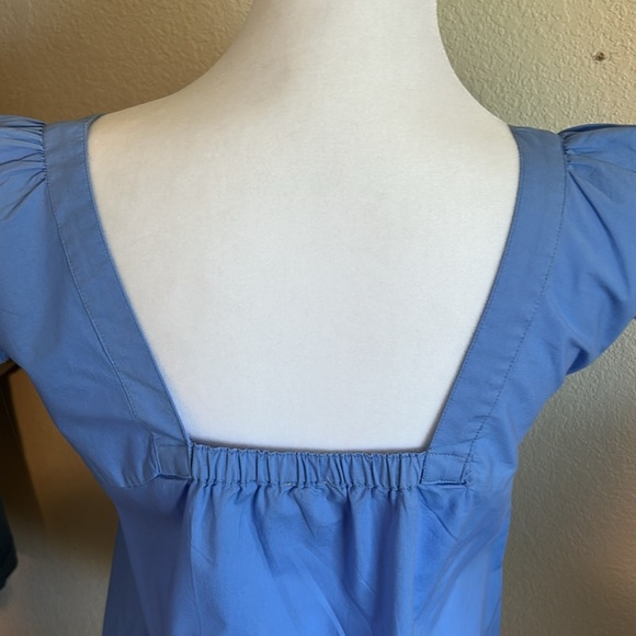 J. CREW SQUARE NECK BLUE SQUARE NECK WITH POM POMS MADE IN INDIA SZ 00 - Picture 3 of 15